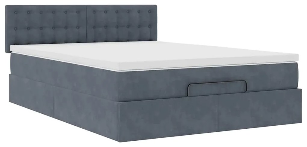 Estrutura de cama otomana com colchão 140x200cm cinzento escuro