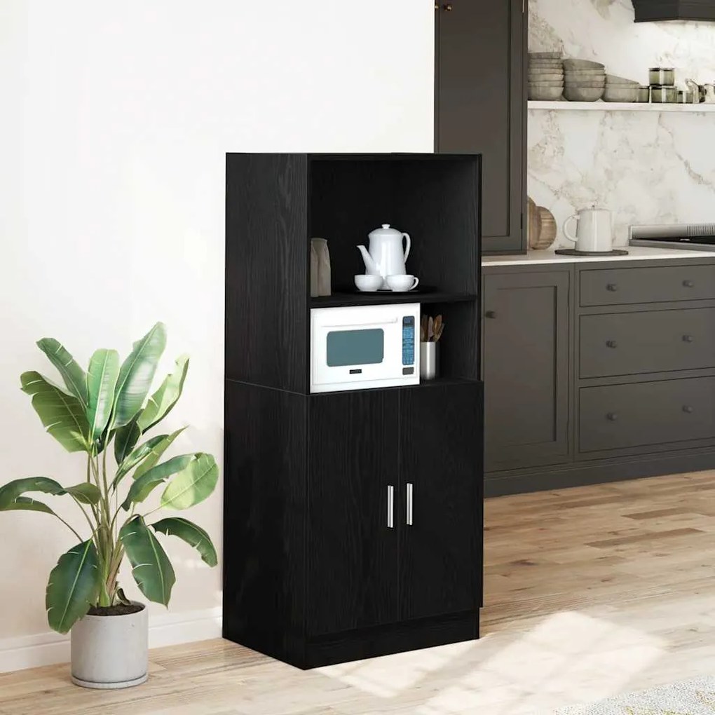 vidaXL Armário de cozinha 57x41,5x131,5 cm derivados de madeira preto