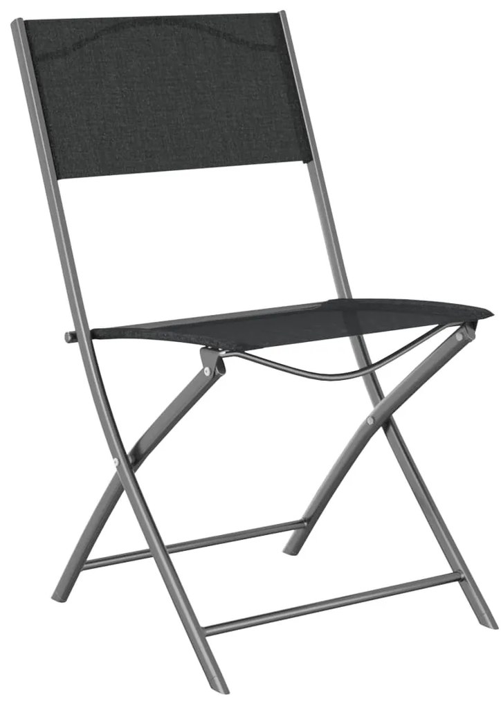 Cadeiras de exterior dobráveis 4 pcs aço e textilene preto