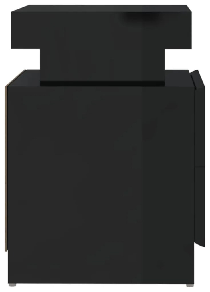 Mesa de cabeceira 40x35x65 cm derivados madeira preto brilhante