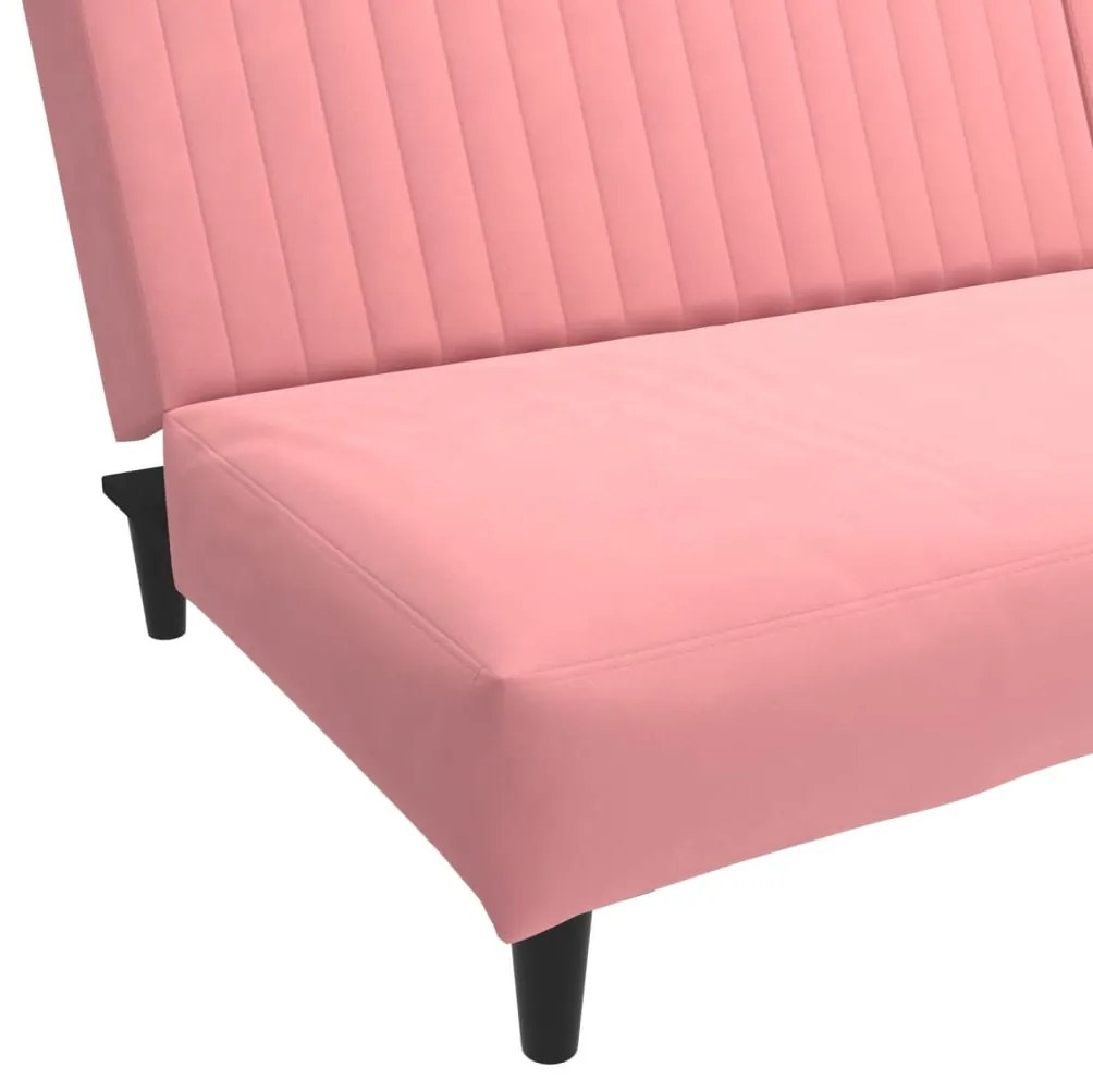 Sofá-cama de 2 lugares veludo rosa