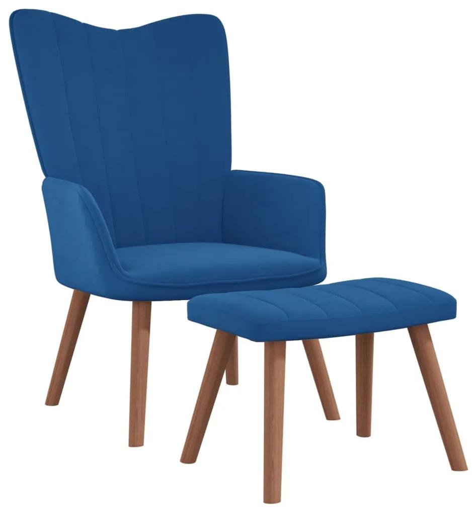 Cadeira de descanso com banco veludo azul
