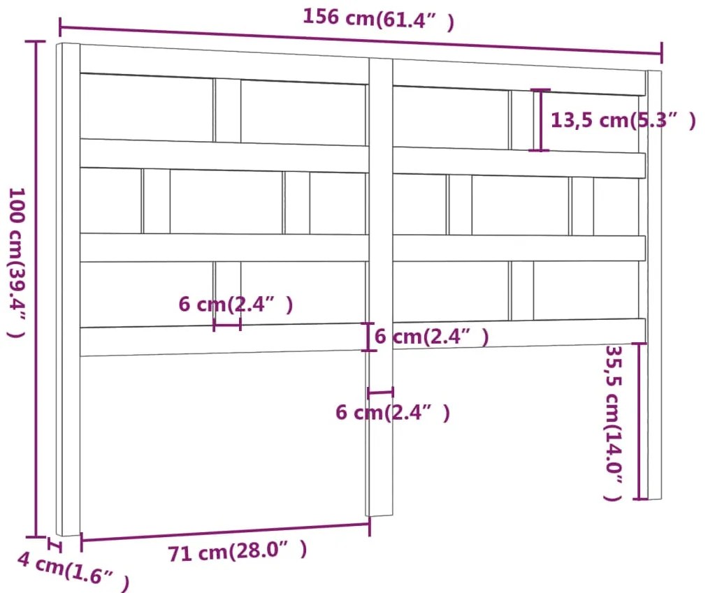 Cabeceira de cama 156x4x100 cm pinho maciço branco