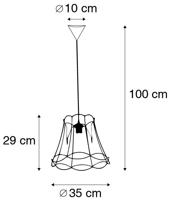 Candeeiro de suspensão retro preto 35 cm - Estrutura Granny Retro