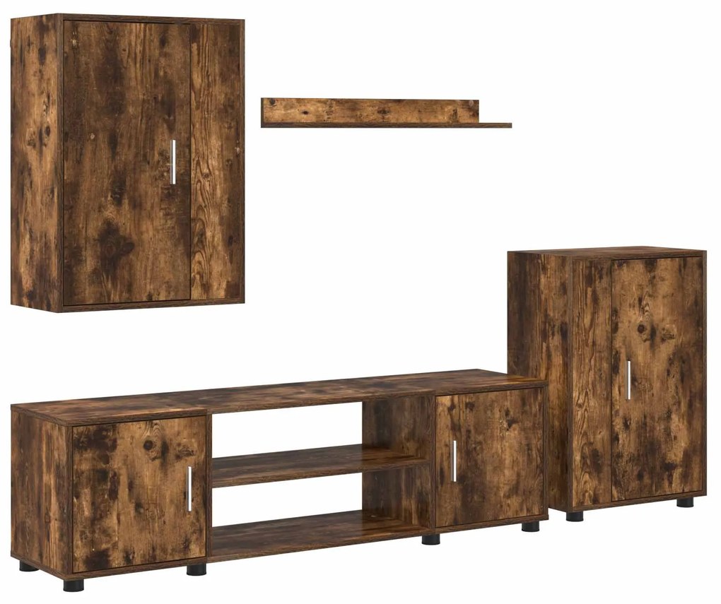 vidaXL Conjunto de móvel de TV 4 pcs Carvalho Defumado