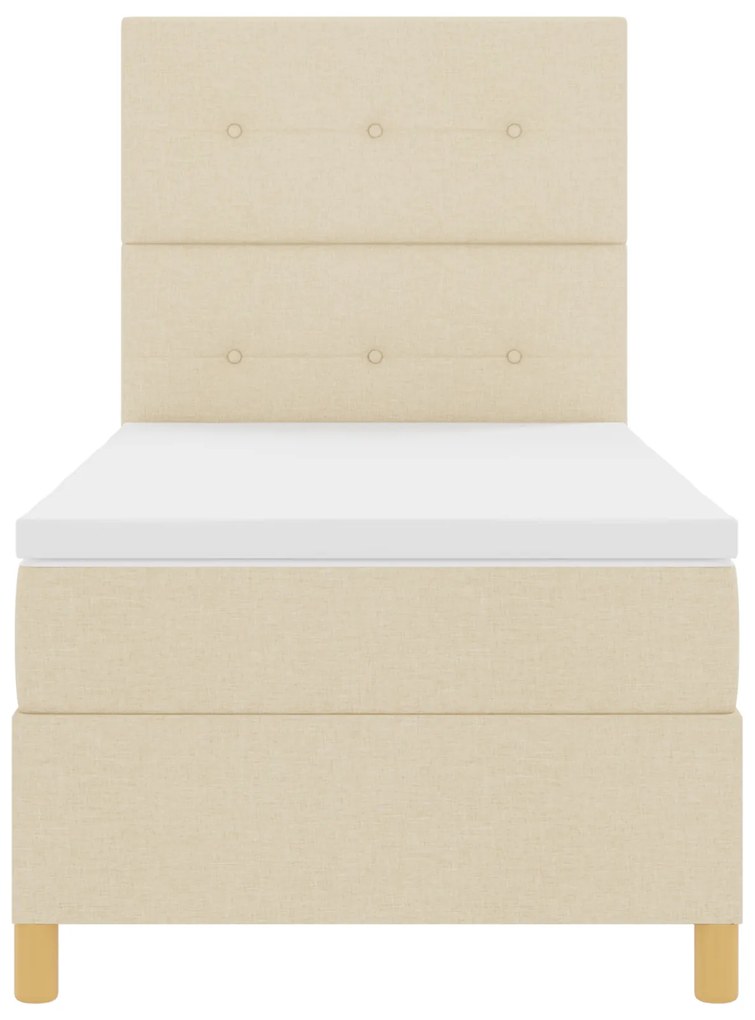Cama Box Spring com Colchão Creme 90x200 cm Tecido