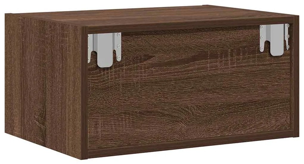 Mesa de cabeceira de parede com luzes LED carvalho castanho