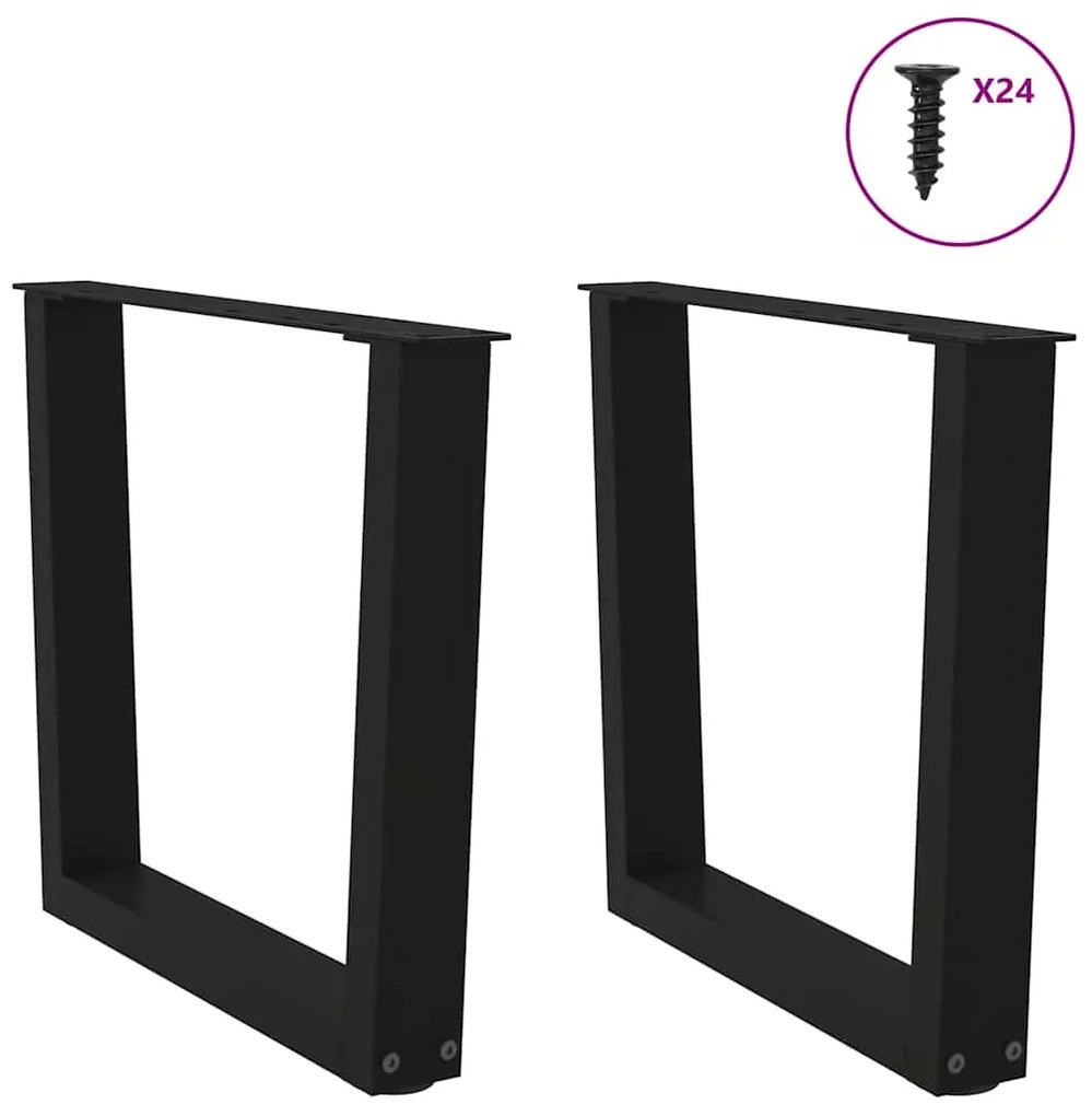 Mesa de jantar pernas 2 pcs forma de V 60x(42-43,3)cm aço preto