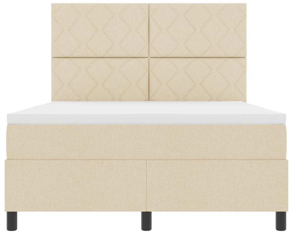 Cama Box Spring com Colchão Creme 140x200 cm Tecido