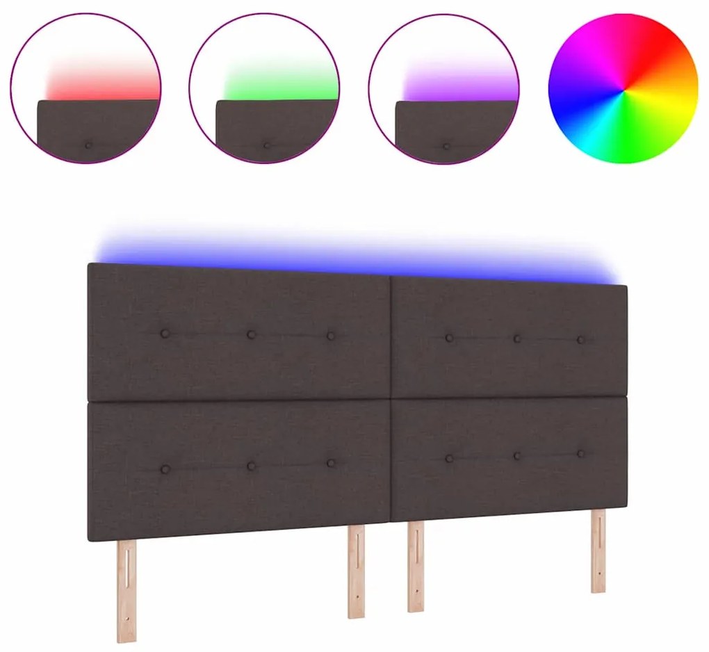 Cabeceira LED marrom escuro, 100 cm, em tecido.