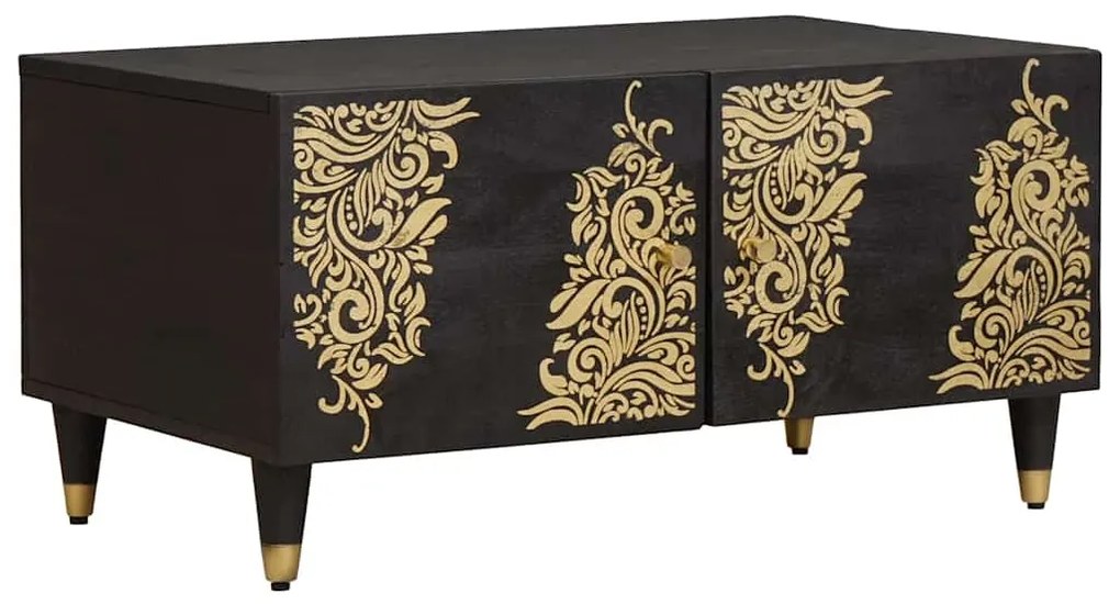 vidaXL Mesa de centro Preto 80 x 50 x 40 cm Madeira de manga maciça