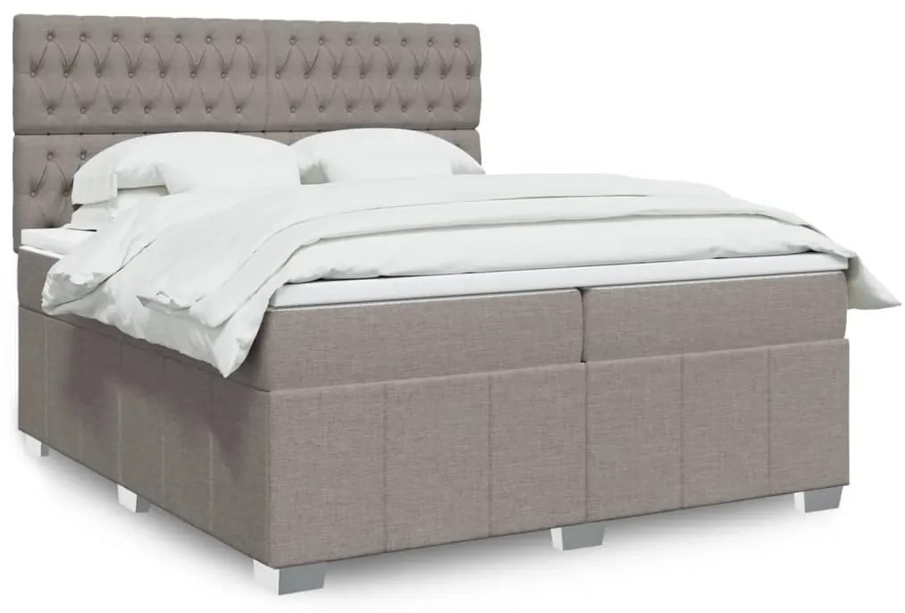 vidaXL Cama com molas/colchão 200x200 cm tecido castanho-acinzentado