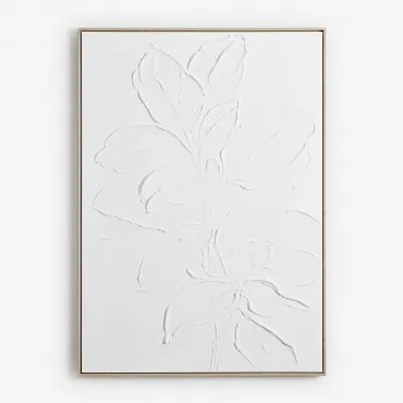 Quadro Decorativo 100x140 Cm Pintado À Mão Com Relevo Cenfix Branco - Sklum