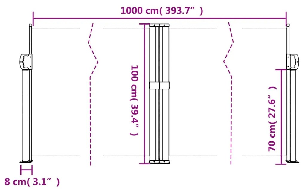 Toldo lateral retrátil 100x1000 cm azul