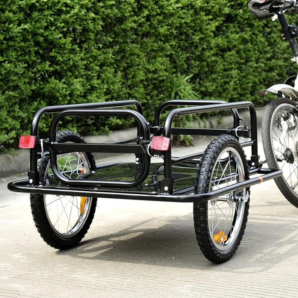 PawHut Reboque Trailer de bicicleta para carga de 450 kg Carregamento de Bagagem Armação de aço Leve com refletores