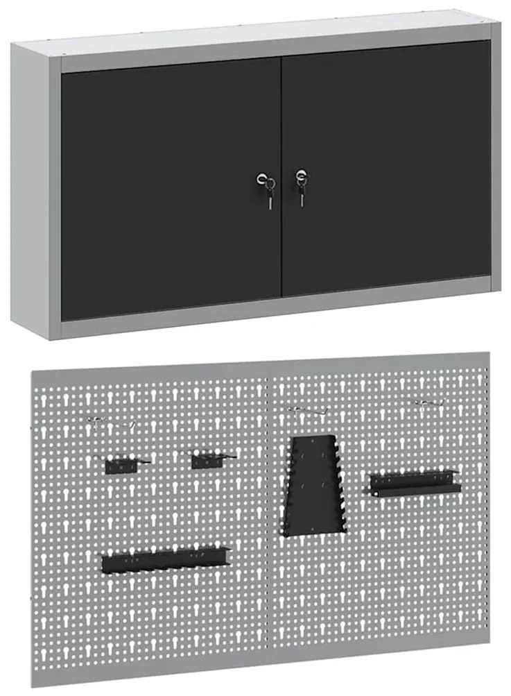 Conjunto de Armário para Ferramentas e Painel de Ferramentas de 3 Peça
