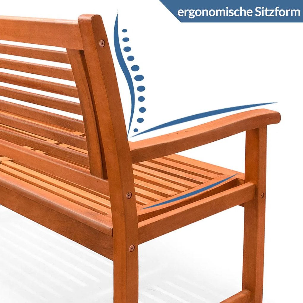 Banco de jardim em madeira de eucalipto 120x60x90 cm com certificação FSC® Castanho