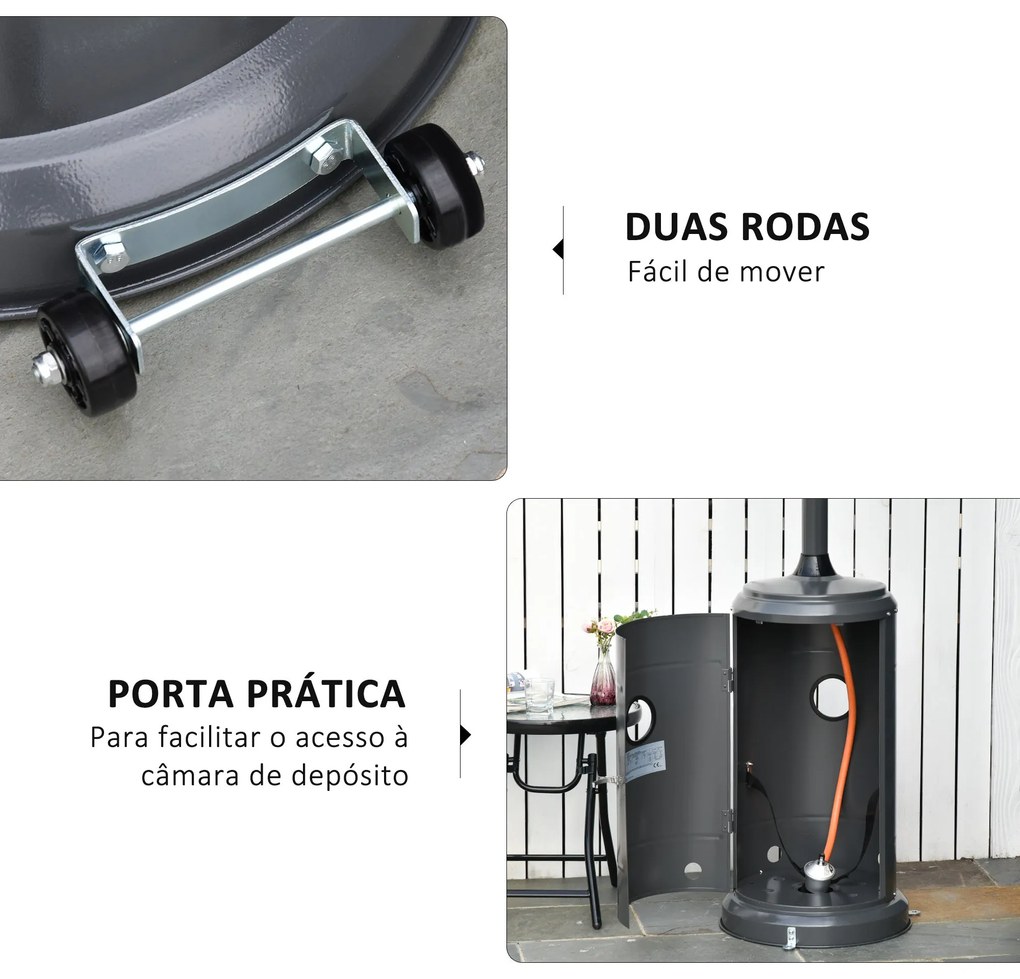 Aquecedor a Gás para Exterior – Ø81,5x225 cm | 12,5KW, Tipo Guarda-Sol