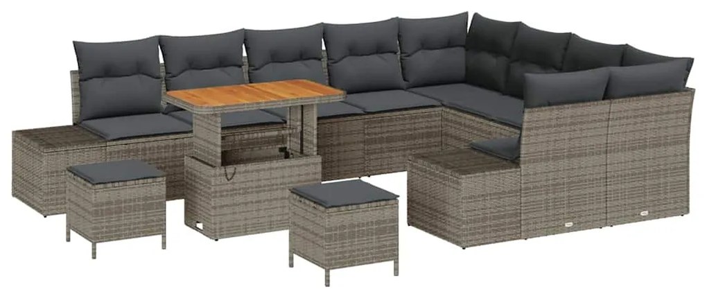Conjunto de Sofá de Jardim de 12 Peças com Almofadas , Rattan Sintétic