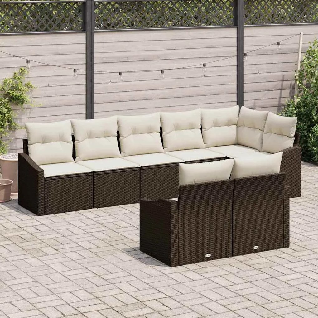 Conjunto de Jantar de Jardim com 8 Peças e Almofadas em Rattan Sintéti