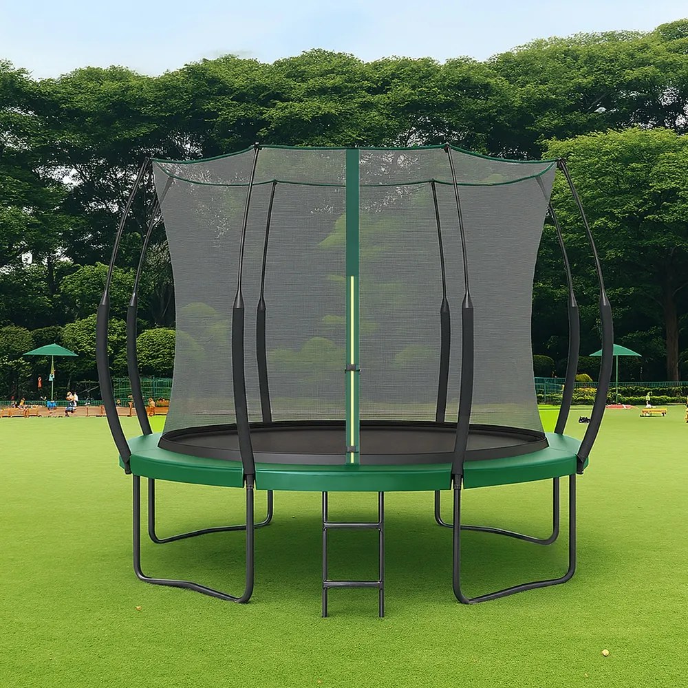 Trampolim sem molas Ø 305 cm, trampolim de exterior para crianças, cordas elásticas Verde