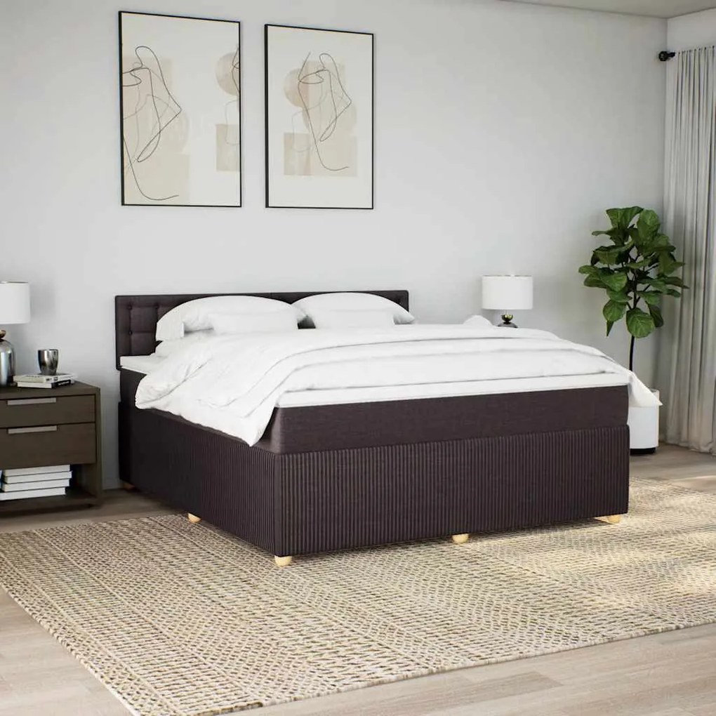Cama com molas/colchão 180x200 cm tecido castanho-escuro