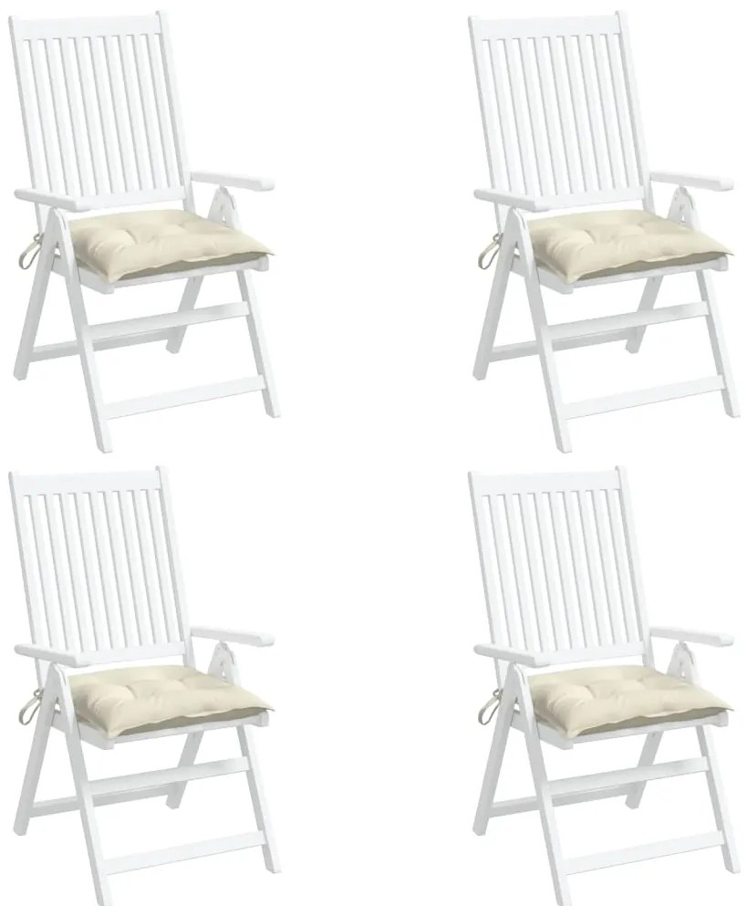 Almofadões de cadeira 4 pcs 40x40x7cm tecido oxford branco nata
