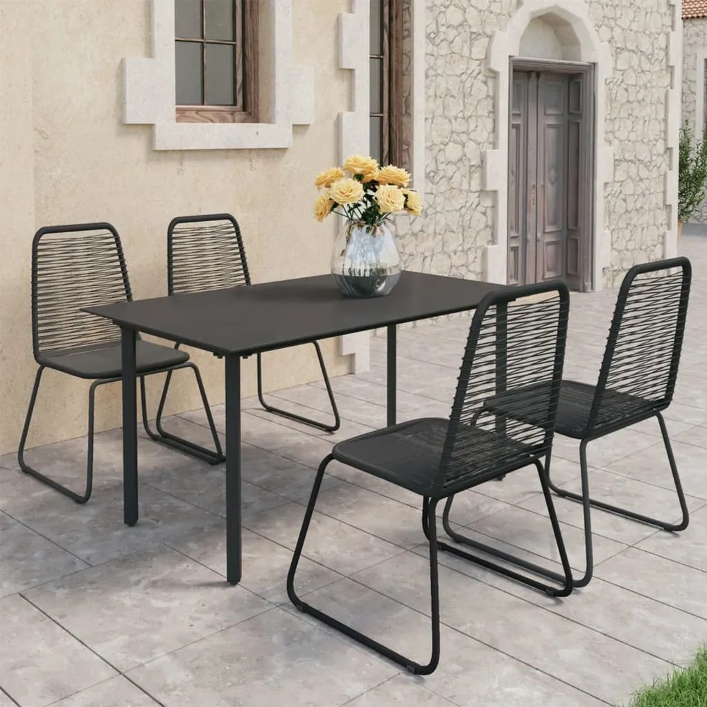 vidaXL 5 pcs conjunto de jantar para jardim vime de PVC preto