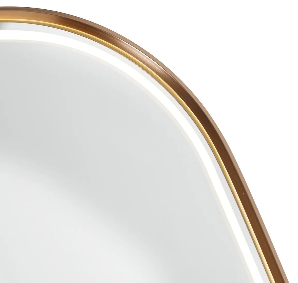 Espelho de casa de banho em ouro rosa com LED e dimmer tátil - Geraldien Moderno