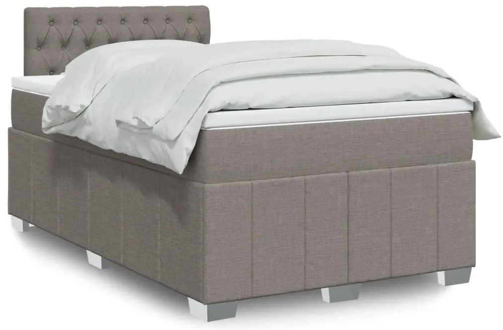 Cama boxspring c/ colchão 120x190cm tecido castanho-acinzentado