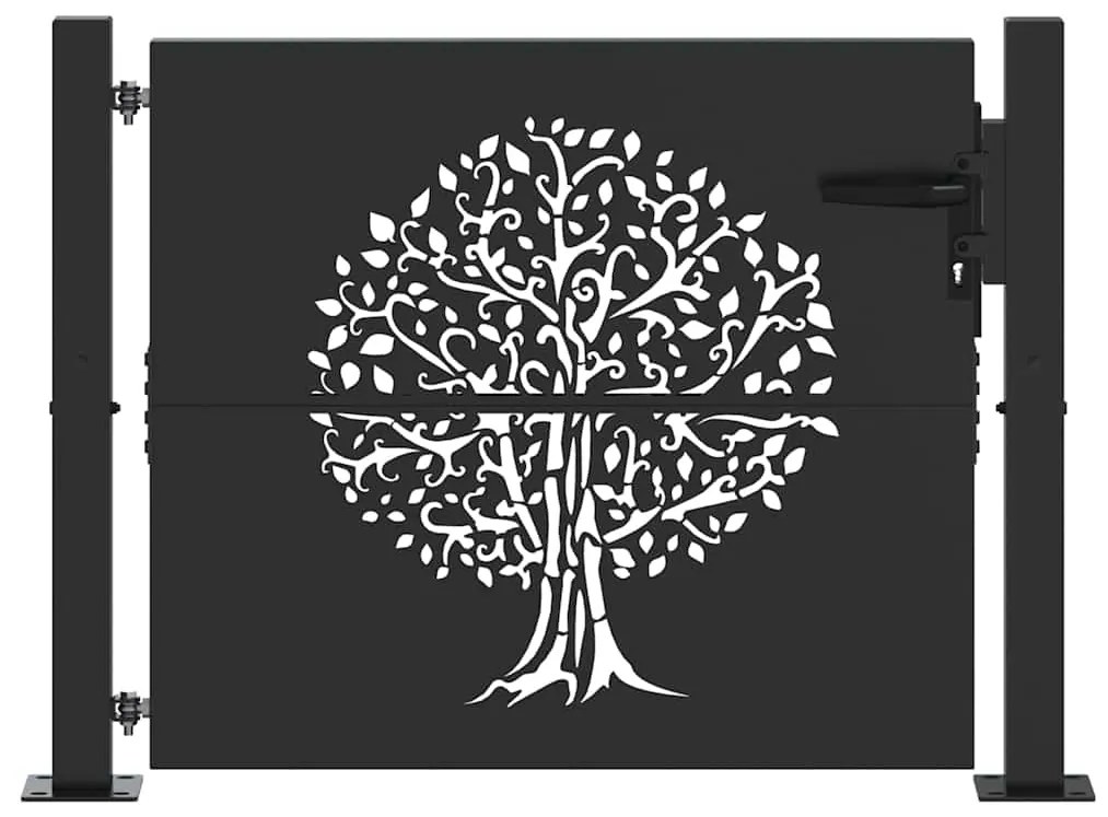 Portão de Jardim Preto 105 x 100 cm Aço com Revestimento em Pó