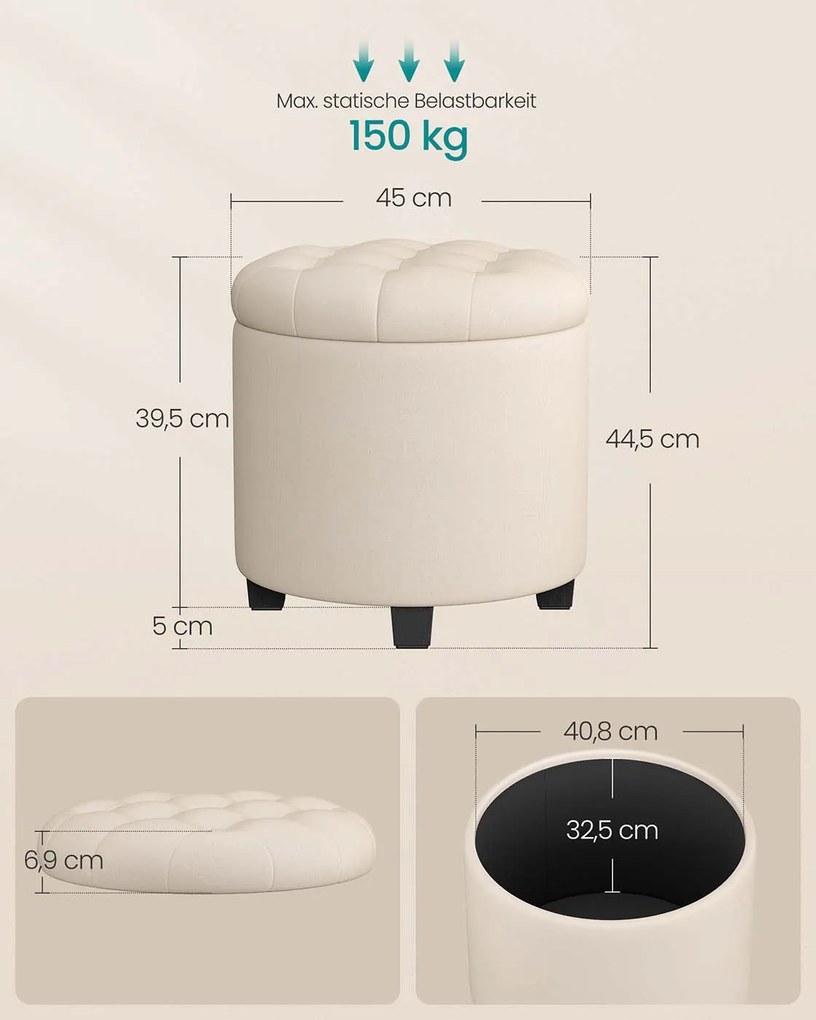 Banco com espaço de arrumação 45 x 45 x 44,5 cm Bege claro