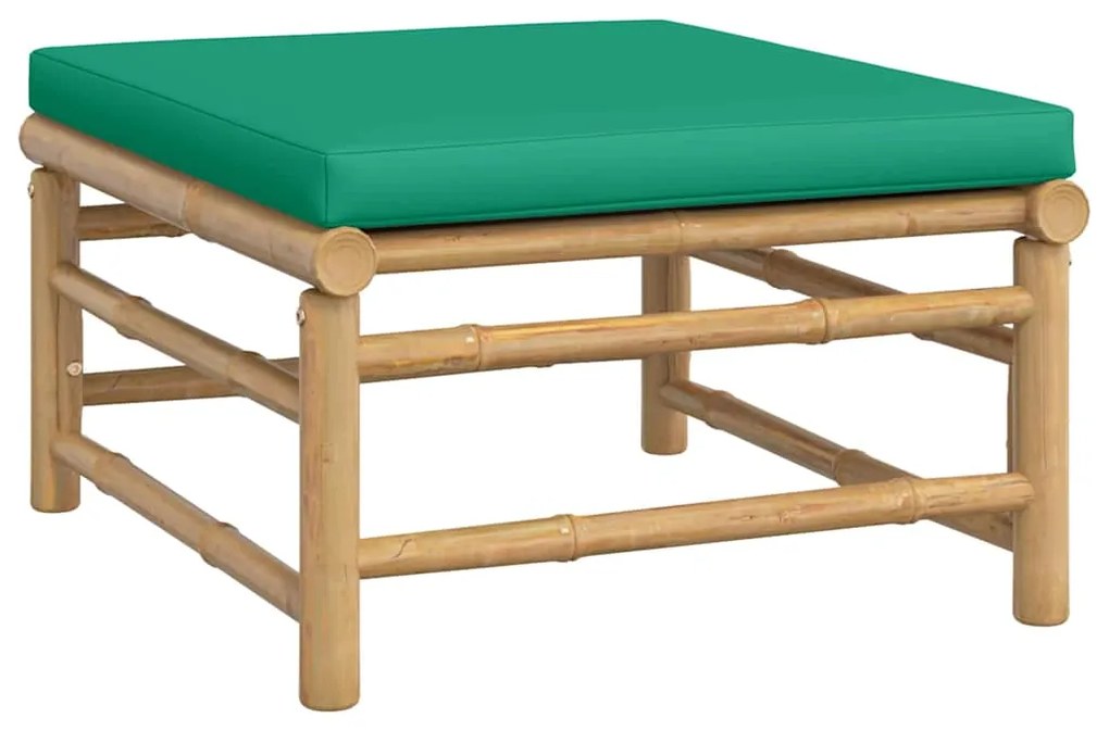 11 pcs conjunto lounge de jardim bambu c/ almofadões verdes