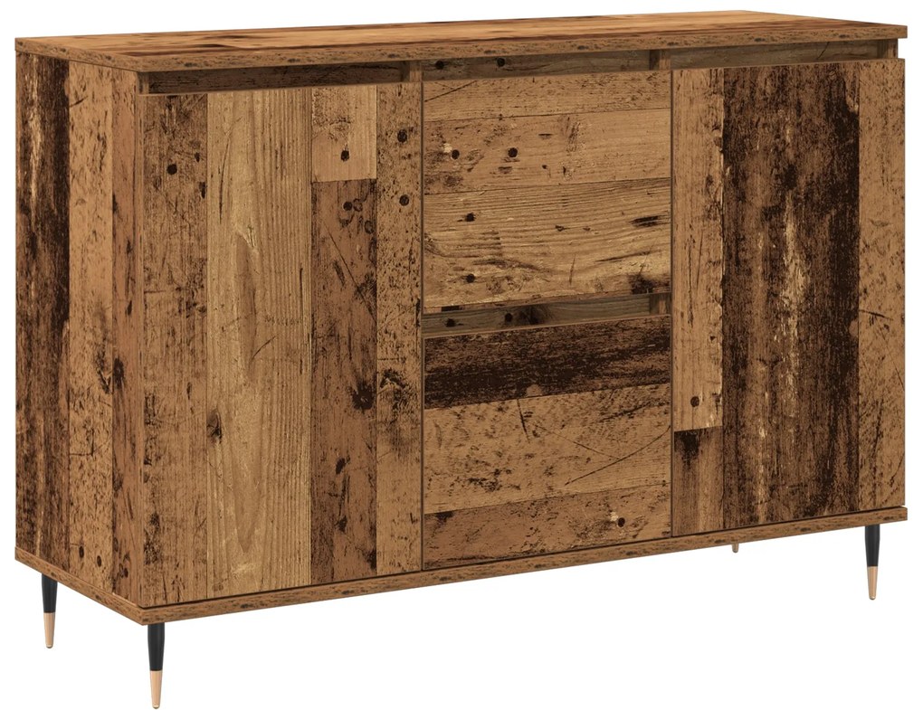 Buffet vidaXL com portas e gavetas Madeira antiga 101,5x35x70 cm