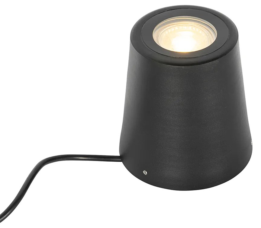 Foco de jardim moderno preto redondo IP65 - Lennard