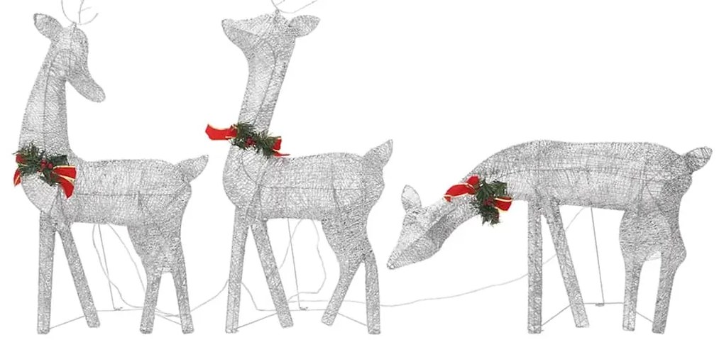 Família de renas de Natal 270x7x90 malha branco prateado