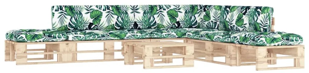vidaXL 6 pcs conj. lounge paletes c/ almofadões pinho impregnado