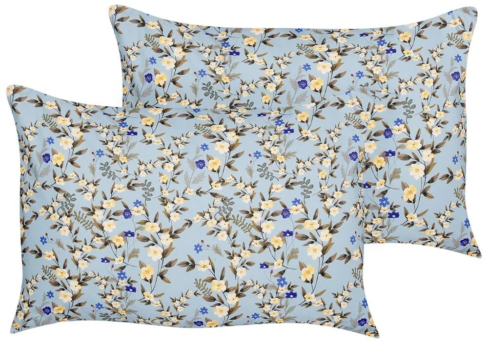 Conjunto de 2 almofadas de exterior com motivo floral azul 40 x 60 cm VALLORIA Beliani