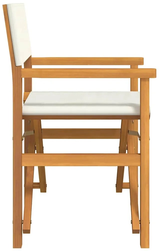 Cadeiras de realizador dobráveis 2 pcs teca maciça cor creme