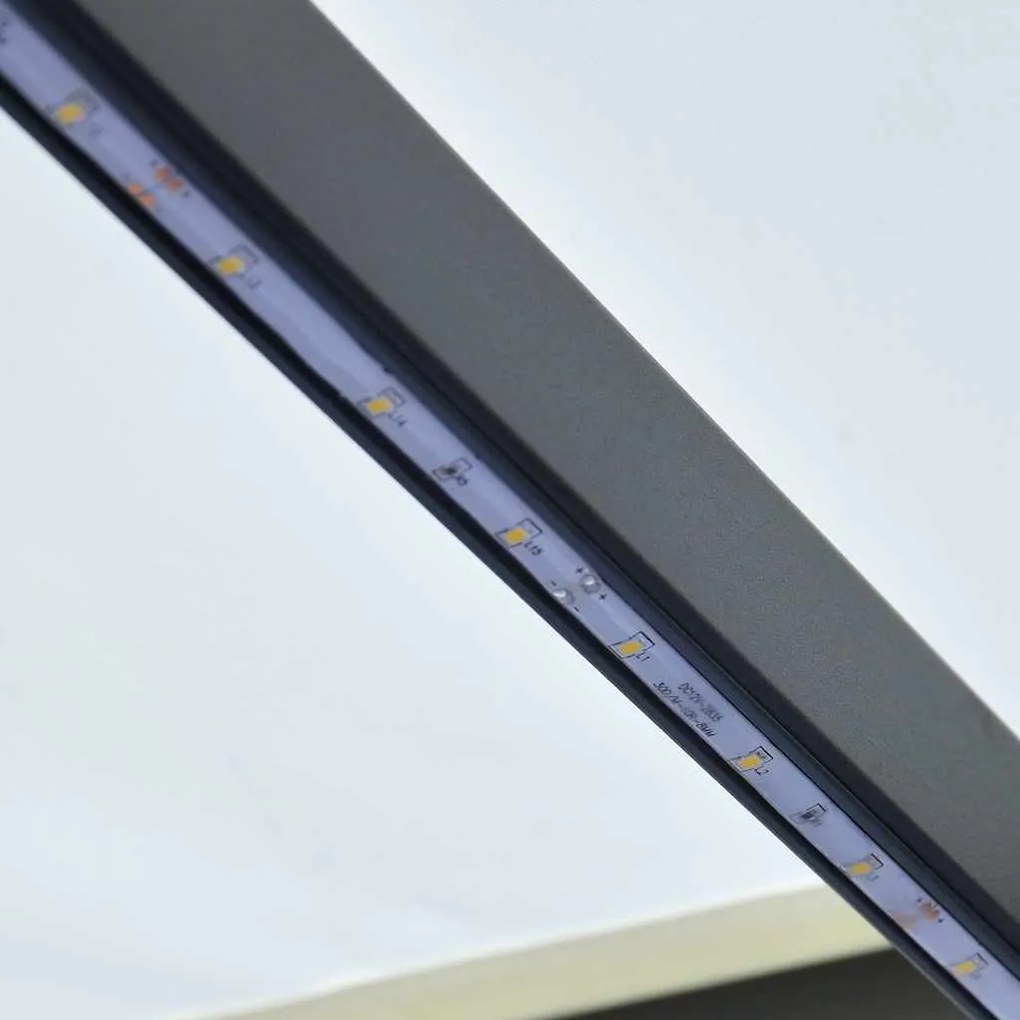 Toldo retrátil manual com LED 300x250 cm cor creme