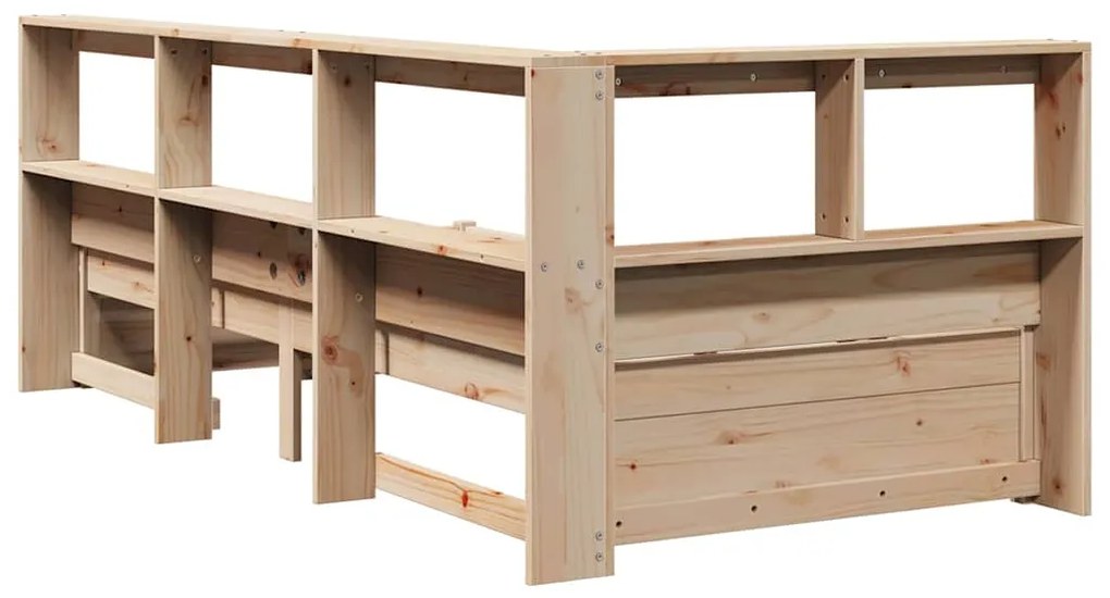 Cama com estante sem colchão 75x190 cm pinho maciço