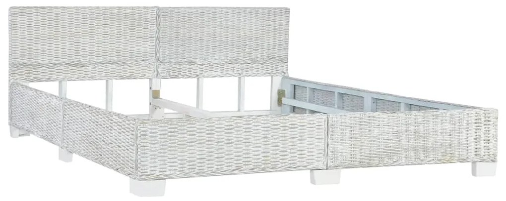 Estrutura de cama 180x200 cm vime genuíno cinzento