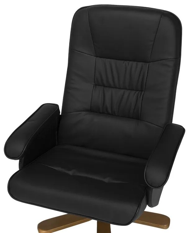 Cadeira de massagem com repousa-pés em pele sintética preta RELAXPRO Beliani
