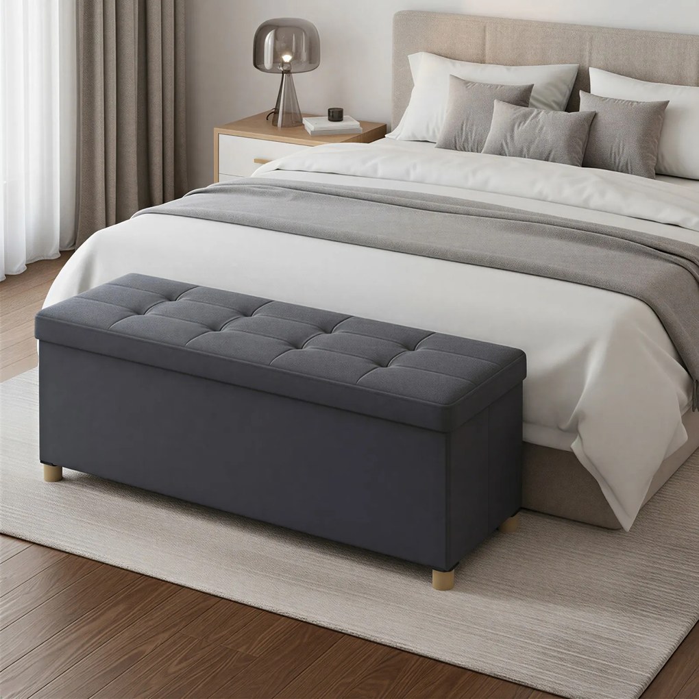 Banco com espaço de arrumação, 38 x 110 x 40 cm cinzento