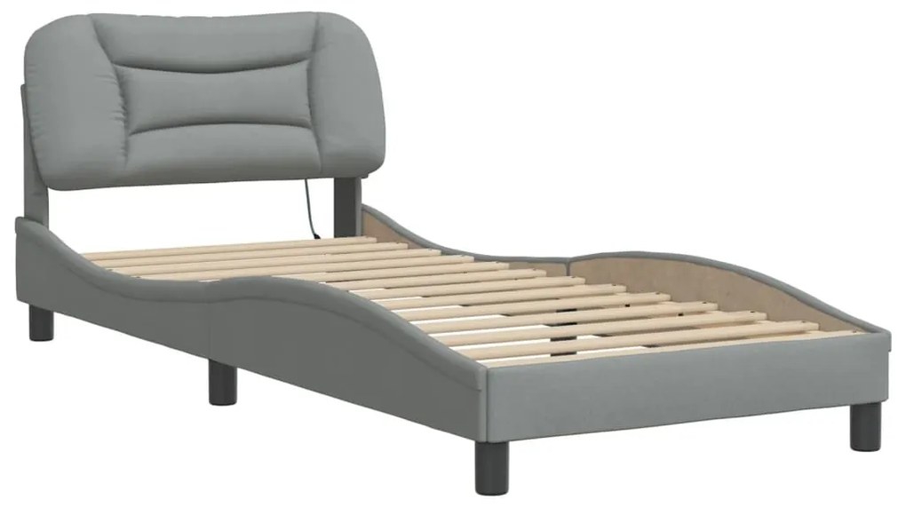 Estrutura de cama com LED sem colchão 90x200 cm tecido