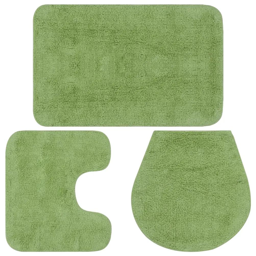 133225 vidaXL Conjunto tapetes de casa de banho 3 pcs tecido verde