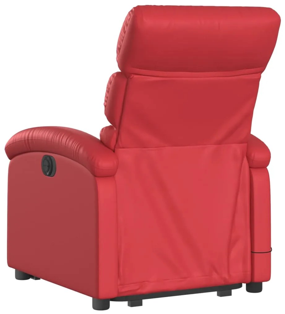 Poltrona reclinável elevatória couro artificial vermelho