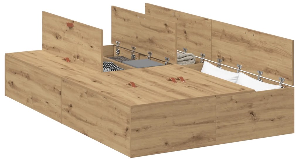 Cama de Armazenamento vidaXL Artisan Oak 120x200 cm