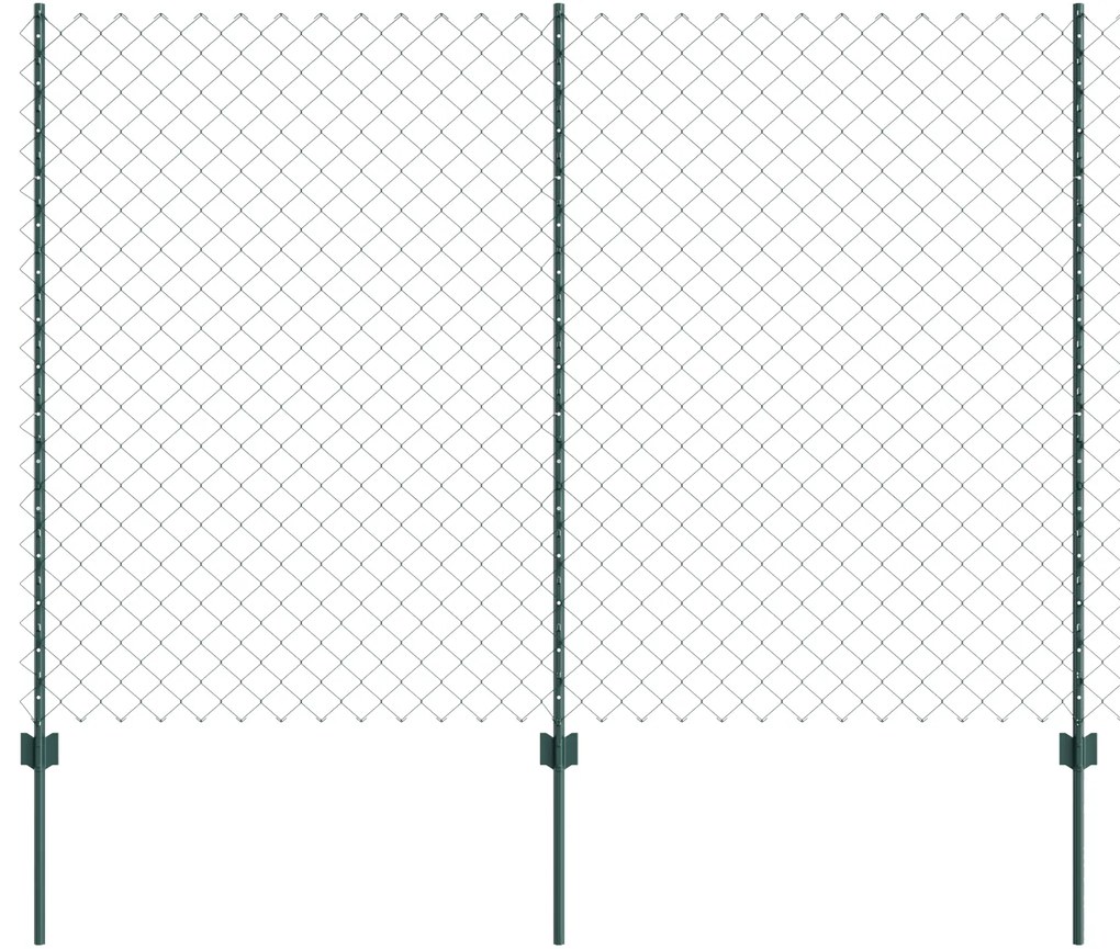Cerca de Cadeia com 22 Postes U Verde 1,6x25 m em Aço