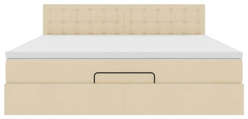 Estrutura de cama otomana com creme de colchão 180x200cm tecido